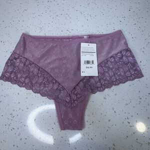 Simple Pleasures Mauve Purple Lace Keyhole Boyshort Panties Size L NWT